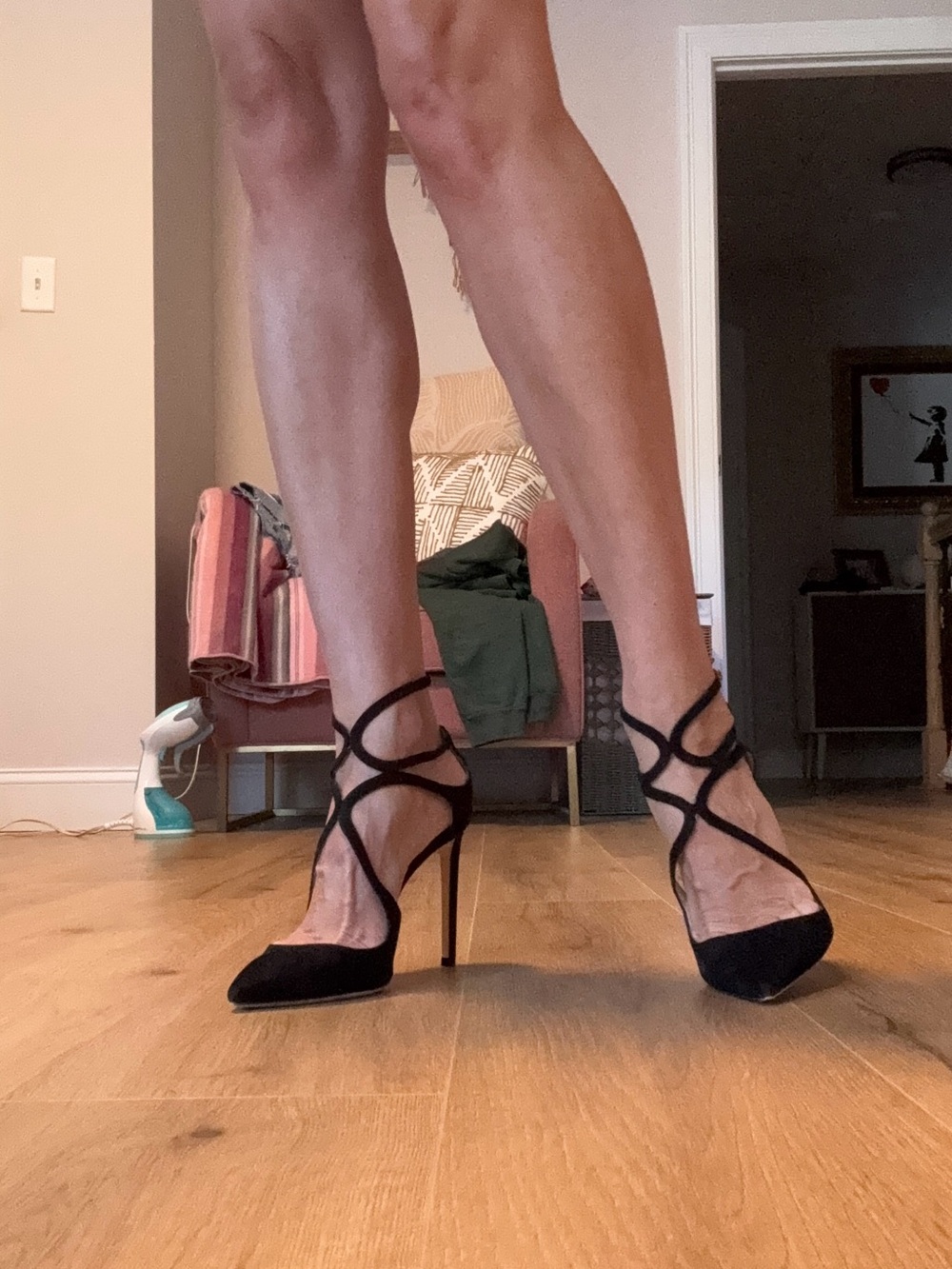 Jimmy Choo Black Strappy Pointed-Toe heels